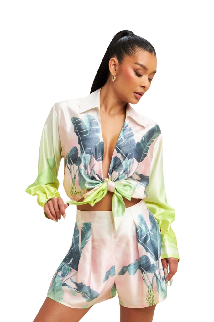 Venice Palm Print Shorts Set-Outfit Sets-Intrigue