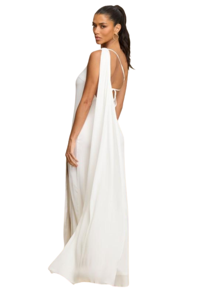 One Shoulder Crepe Satin Dress-DRESS-Intrigue