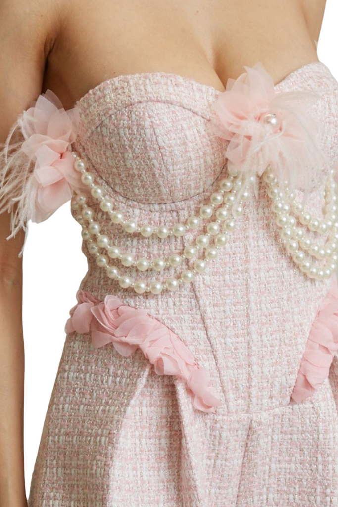Yani Pearl Trim Tweed Romper-Jumpsuits & Rompers-Intrigue