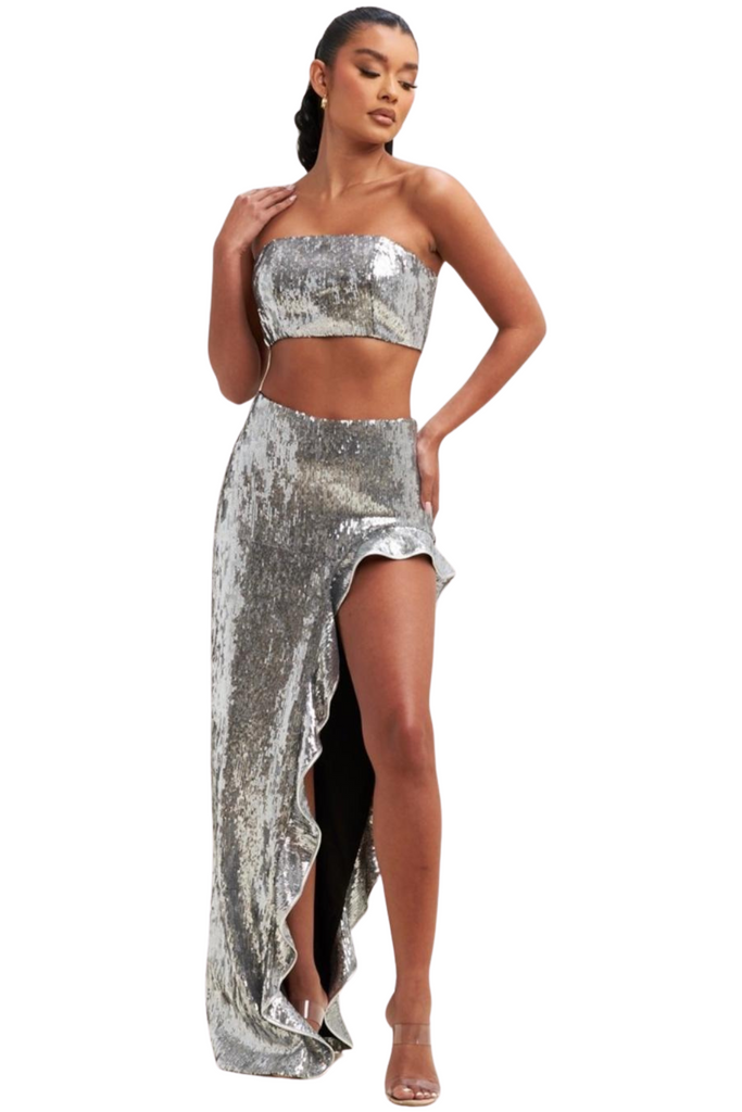Kasey Sequin Ruffle Maxi Set-Outfit Sets-Intrigue