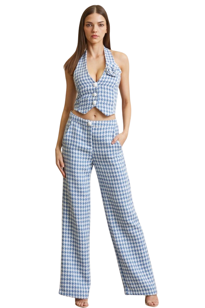 Cecily Houndstooth Tweed Pants Set-PANTS SETS-Intrigue
