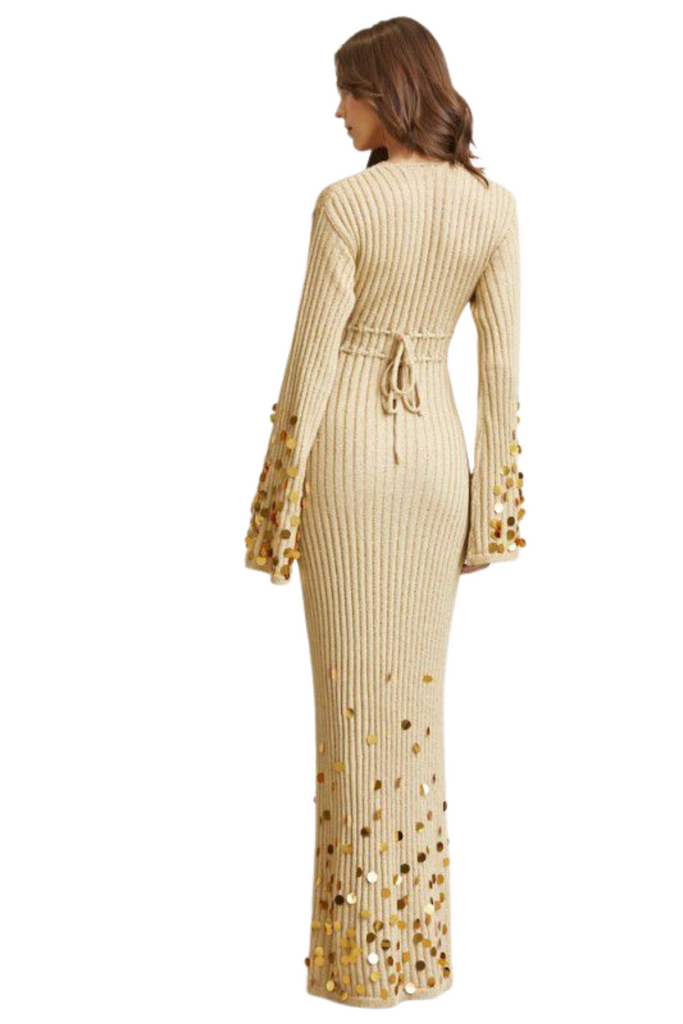 Sequin Rib-Knit Maxi Dress-DRESS-Intrigue