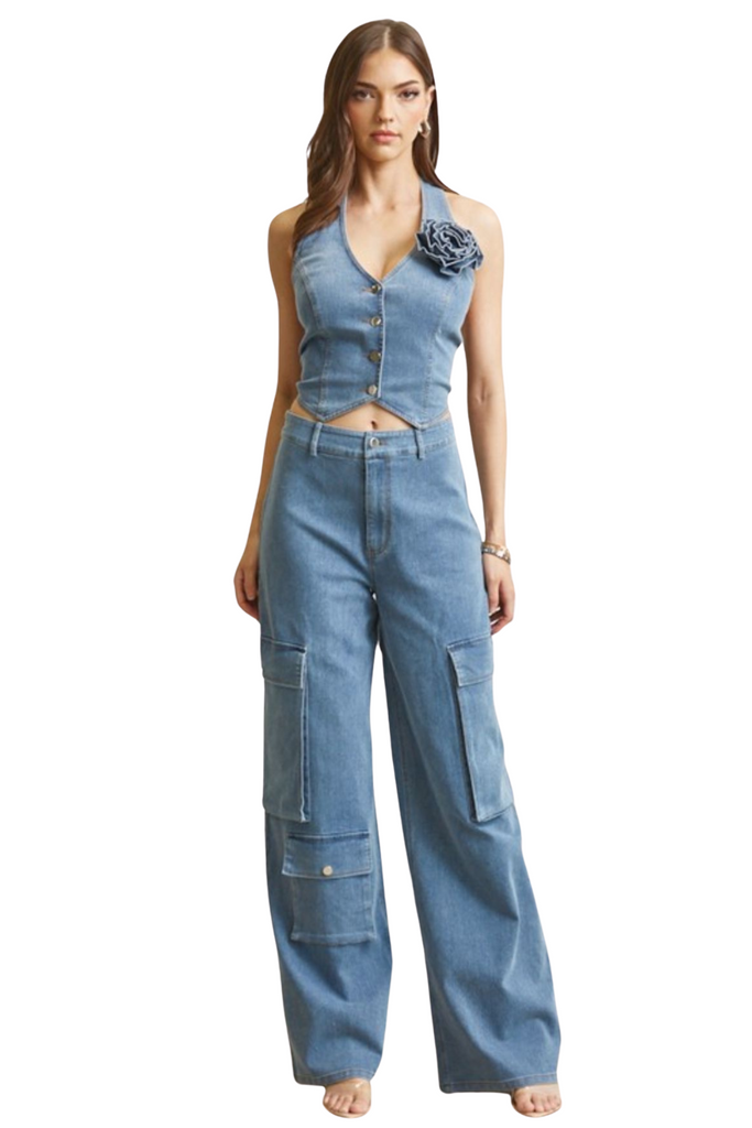 Brielle Denim Pants Set-PANTS SETS-Intrigue
