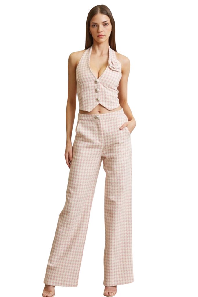 Cecily Houndstooth Tweed Pants Set-PANTS SETS-Intrigue