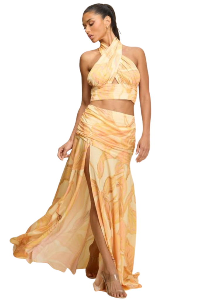 Halter Print Skirt Set-SETS-Intrigue