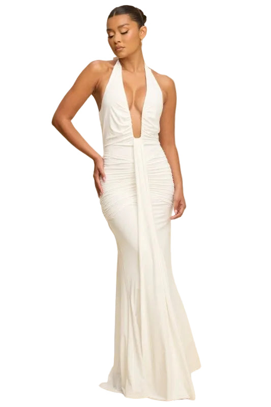 HALTER DRAPE FRONT DRESS Intrigue HALTER DRAPE FRONT DRESS Intrigue