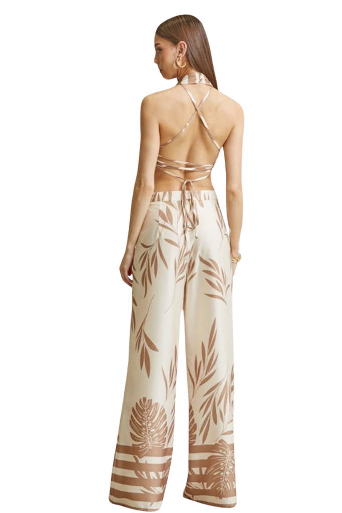 Simone Palm Print Pants Set-Outfit Sets-Intrigue