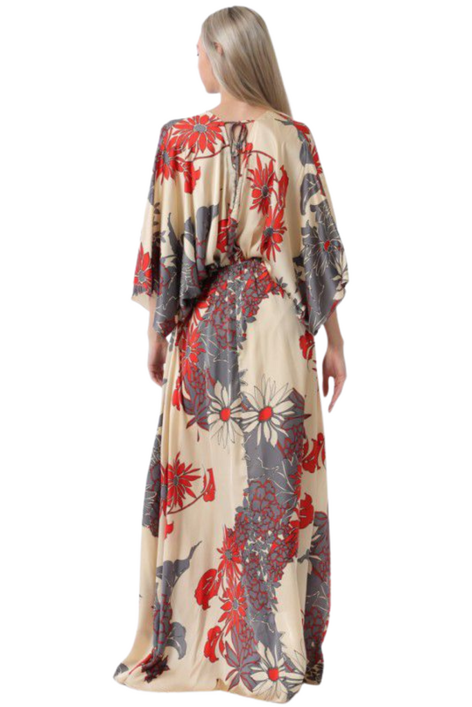 Kimono Flower Print Dress-DRESS-Intrigue
