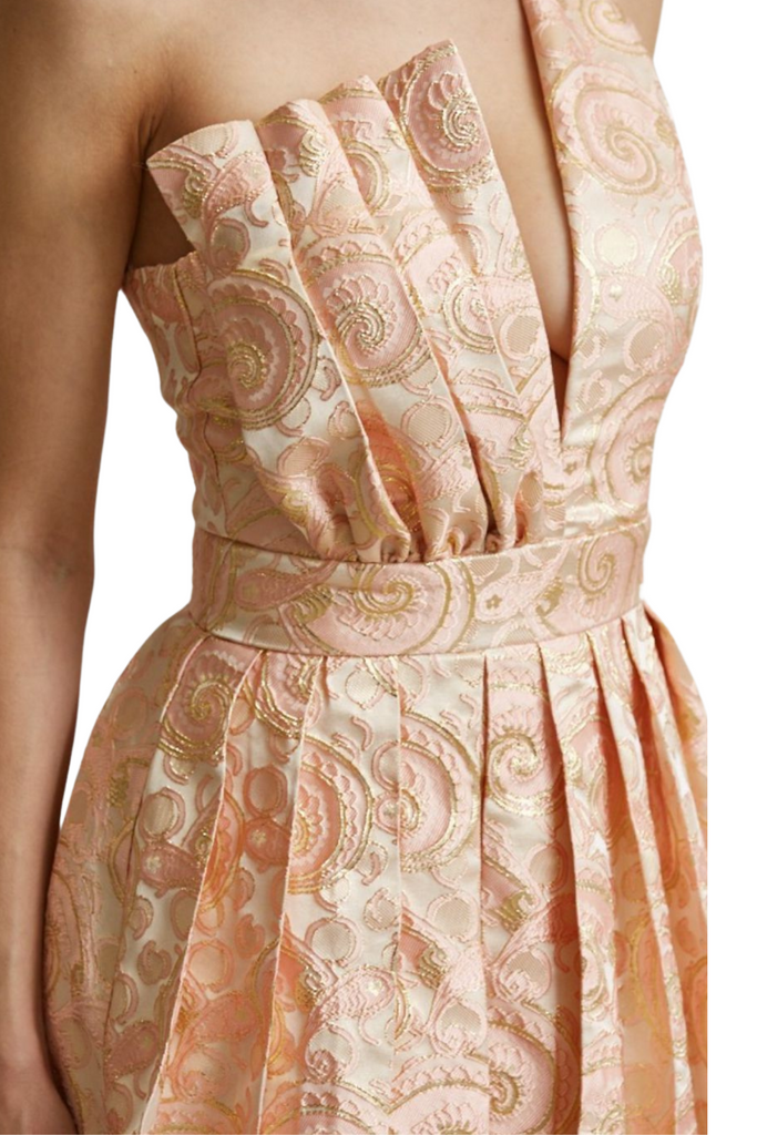 Charla Pleated Jacquard Mini Dress-DRESSES-Intrigue