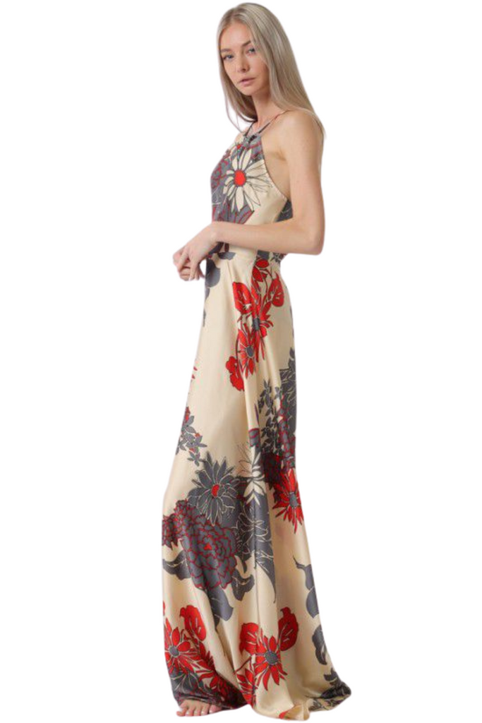 Red Flower Print Dress-DRESS-Intrigue