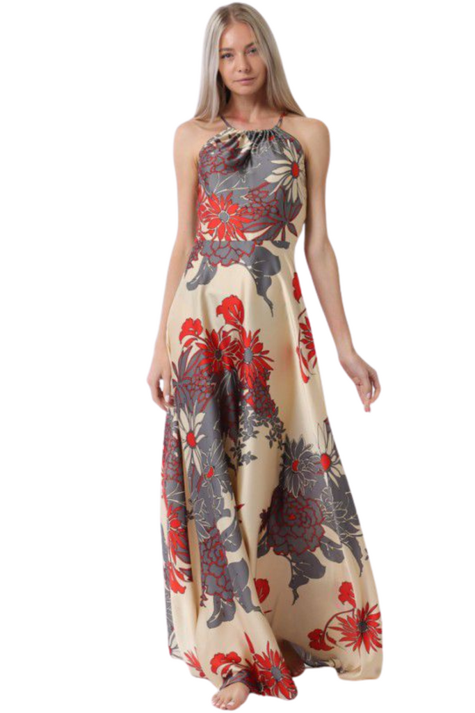Red Flower Print Dress-DRESS-Intrigue