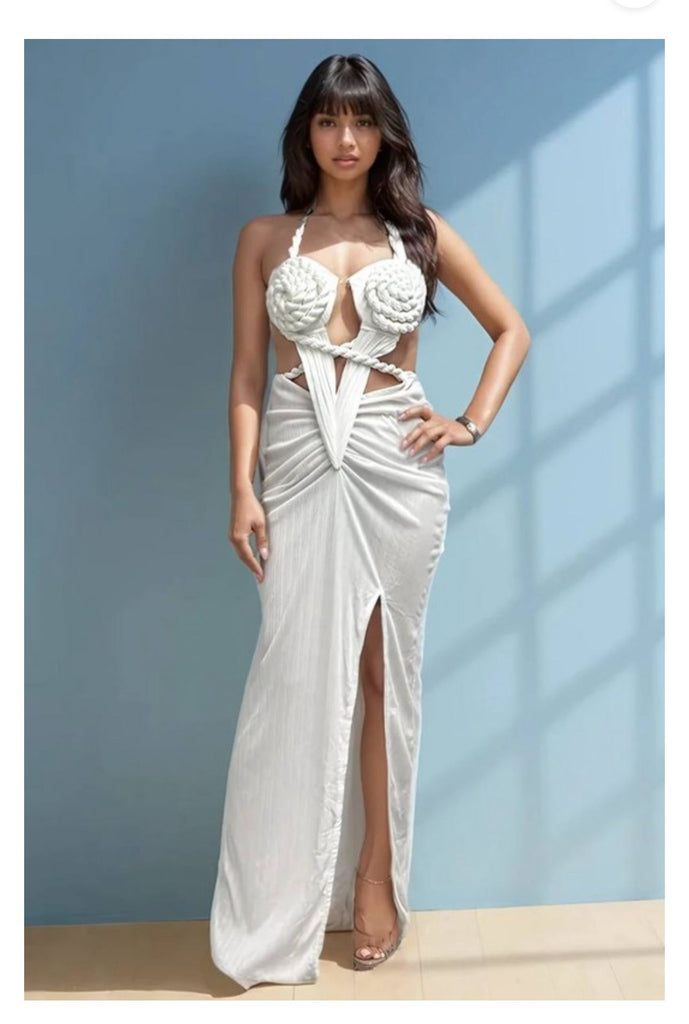 Sierra Knotted Maxi Dress-Dress-White-S-Intrigue