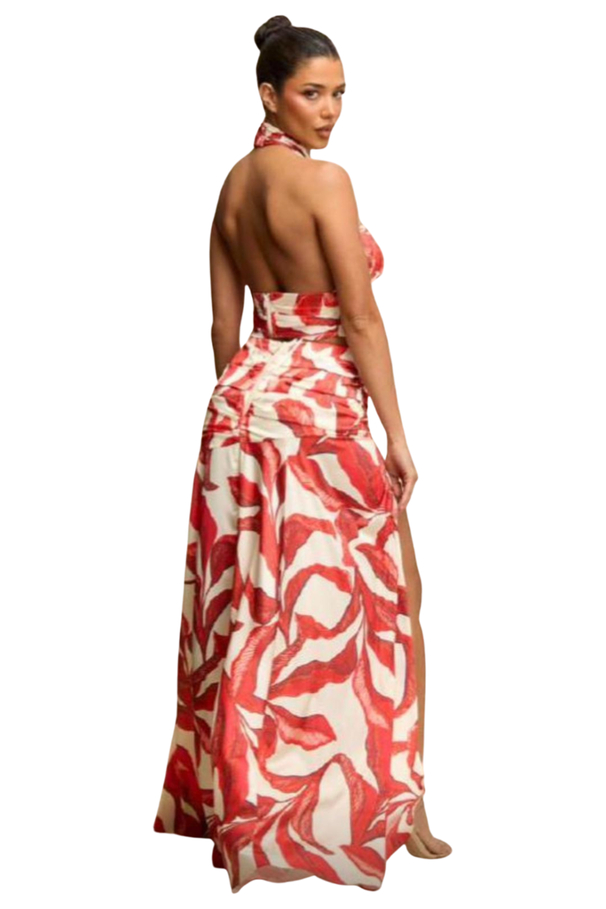 Halter Print Skirt Set-SETS-Intrigue
