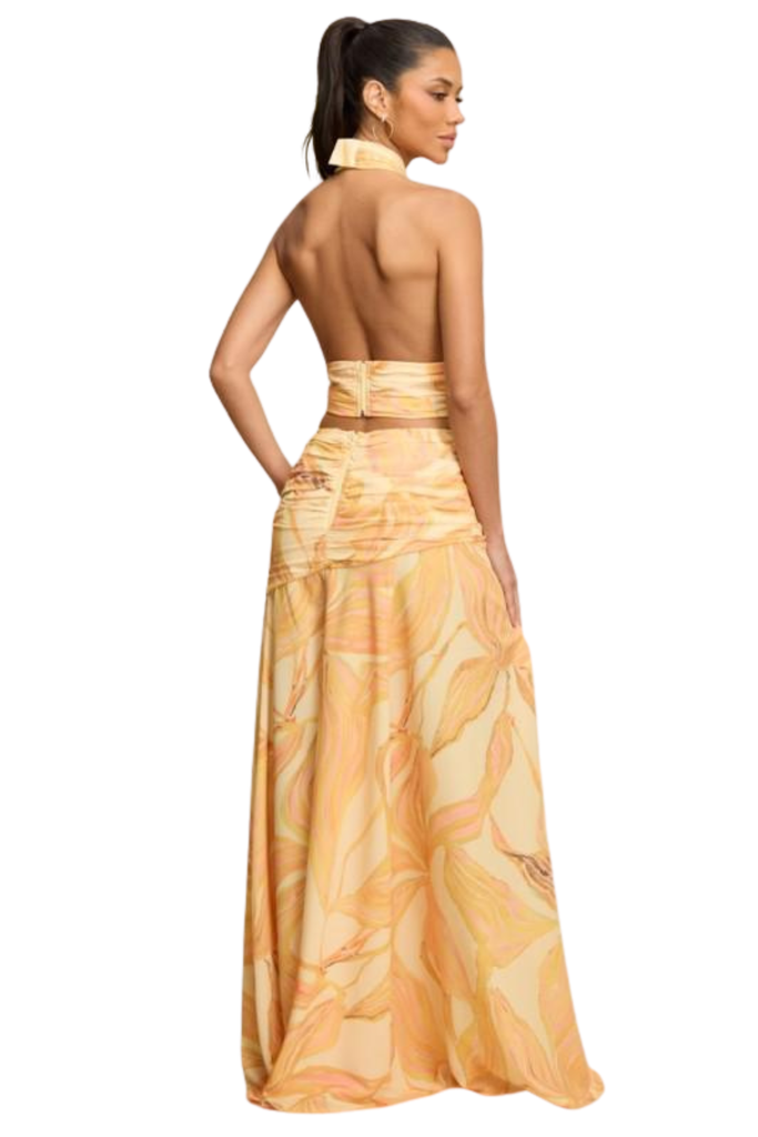 Halter Print Skirt Set-SETS-Intrigue