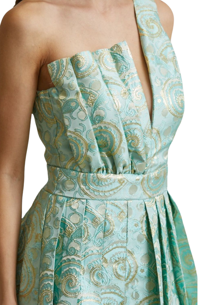 Charla Pleated Jacquard Mini Dress-DRESSES-Intrigue