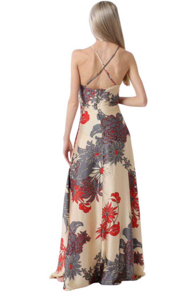 Red Flower Print Dress-DRESS-Intrigue