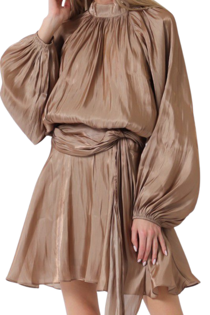 Bubble Sleeve Mini Dress-DRESS-Intrigue