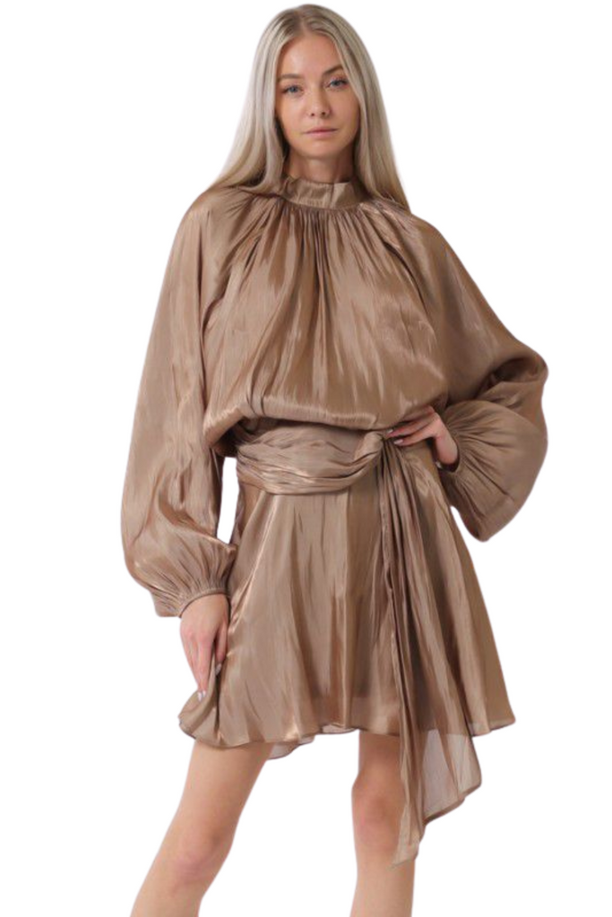 Bubble Sleeve Mini Dress-DRESS-Intrigue