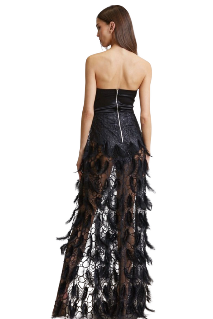 Darla Feather Trim Mesh Dress-DRESSES-Intrigue