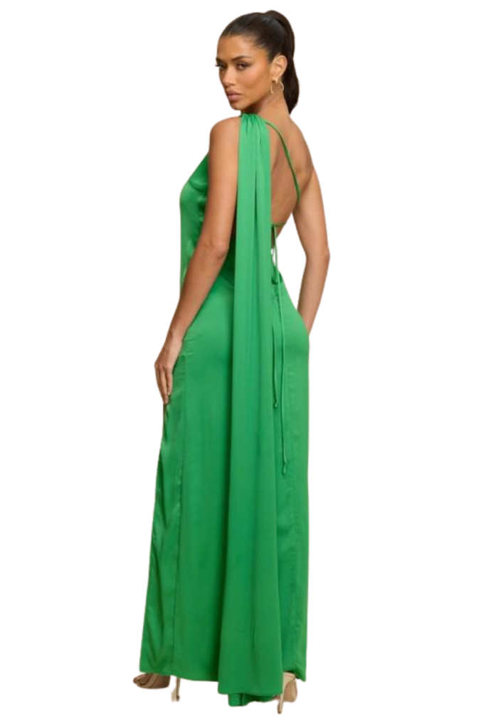 One Shoulder Crepe Satin Dress-DRESS-Intrigue