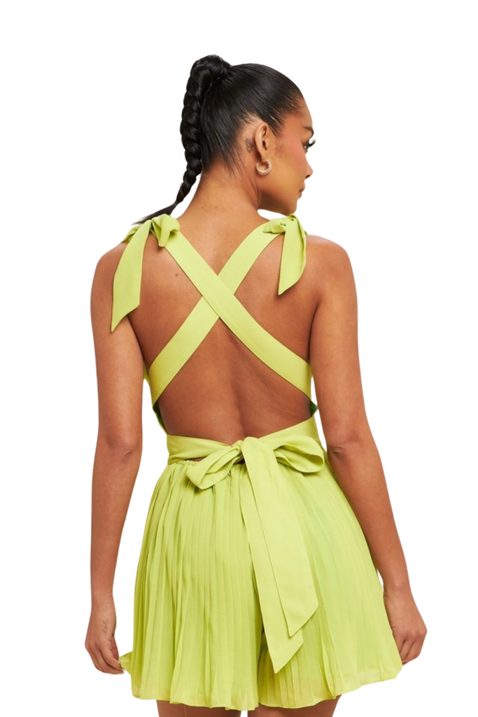 Ericka Pleated Romper-Jumpsuits & Rompers-Intrigue