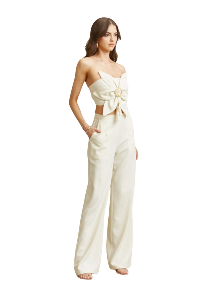 Flower Top With Beads Pant 2-pc Set-SETS-Intrigue
