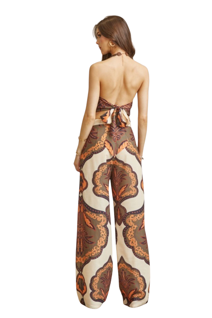 Oval Wood Bead Printed Top & Pant 2-pc Set-SETS-Intrigue