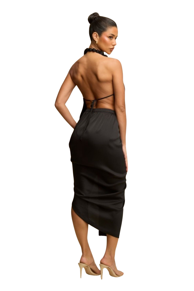 Beaded Accent Drape Dress-Dress-Intrigue