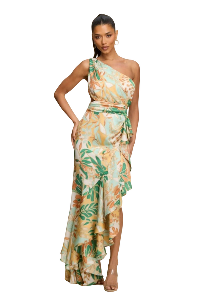 Trinity Ruffle Satin Dress-Intrigue