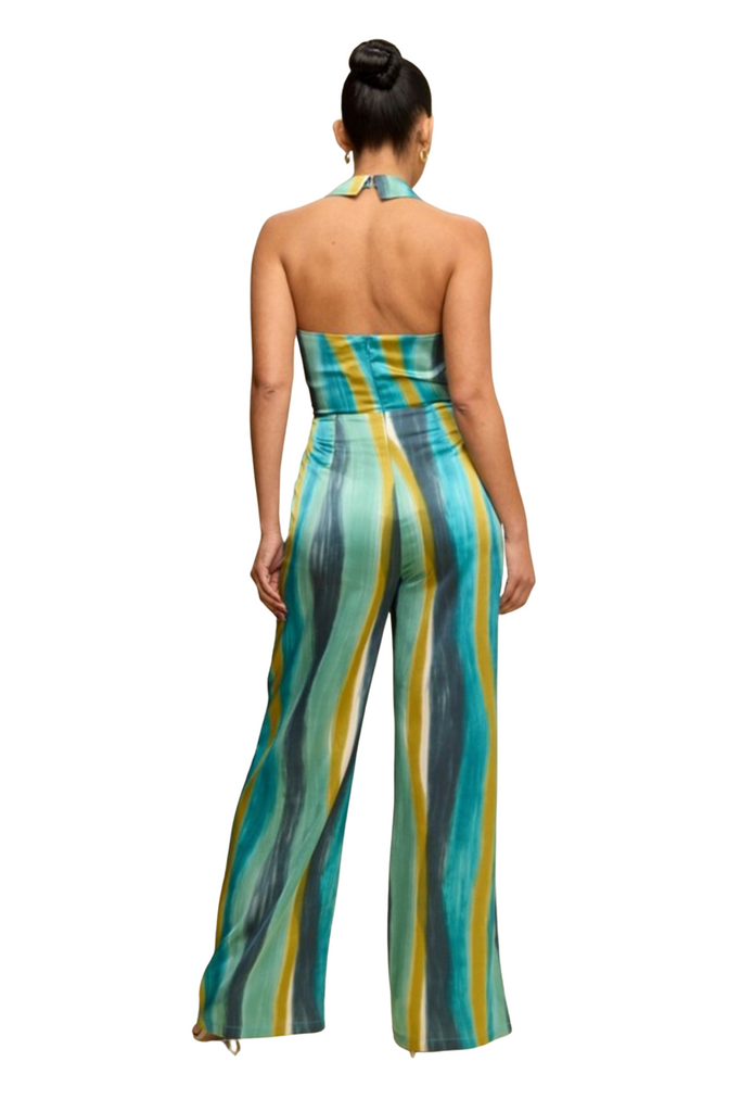 Spring Textured Stripe Tie Front Jumpsuit-Intrigue