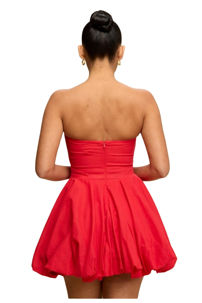 Strapless Pleated Bubble Dress-DRESS-Intrigue