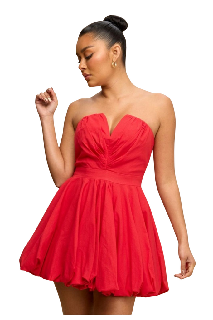 Strapless Pleated Bubble Dress-DRESS-Intrigue