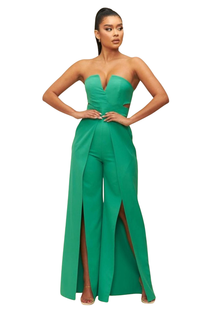 Open Split Bustier Jumpsuit-Jumpsuit-Intrigue