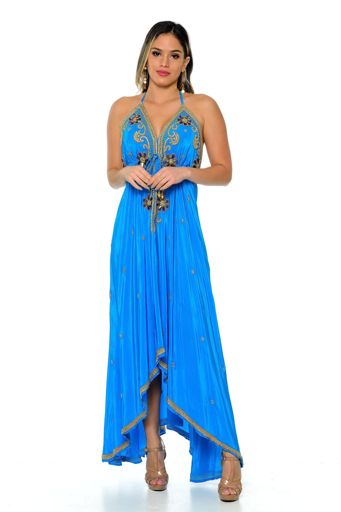 Belarie Beaded Scarf Dress-Dresses-BLUE-Intrigue