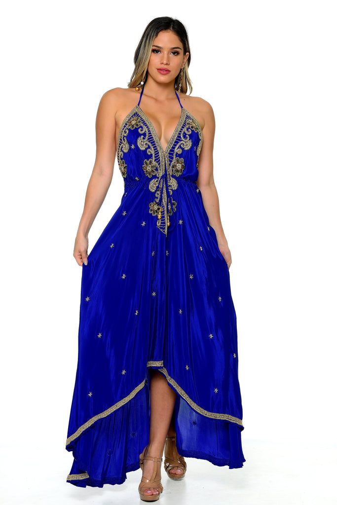 Belarie Beaded Scarf Dress-Dresses-ROYAL BLUE-Intrigue