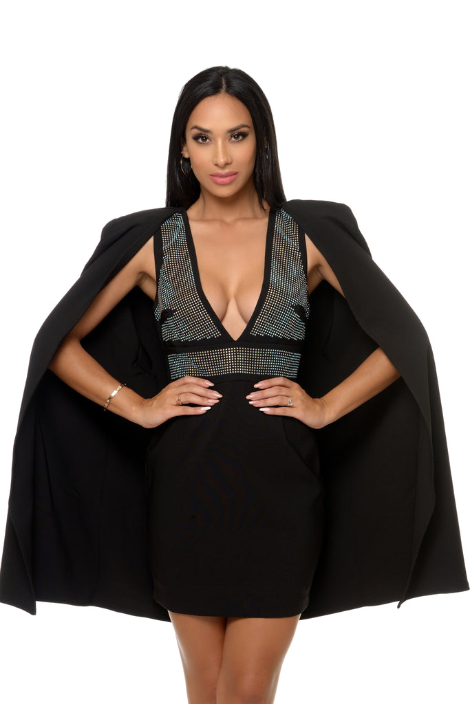 Maxine Cape Mini Dress-DRESSES-Intrigue