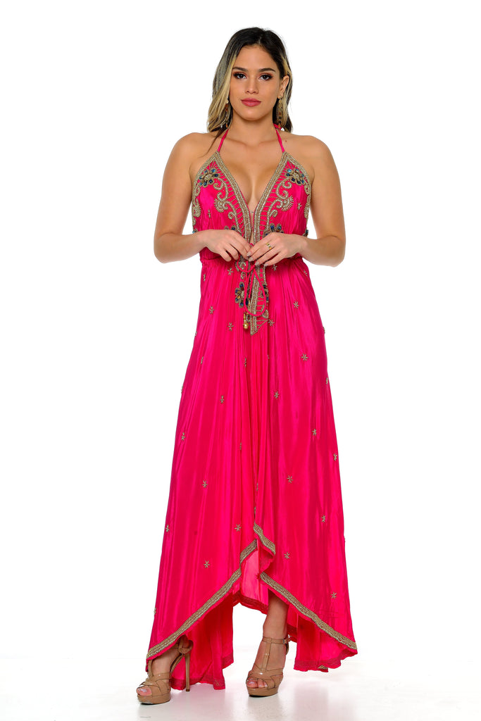 Belarie Beaded Scarf Dress-Dresses-PINK-Intrigue