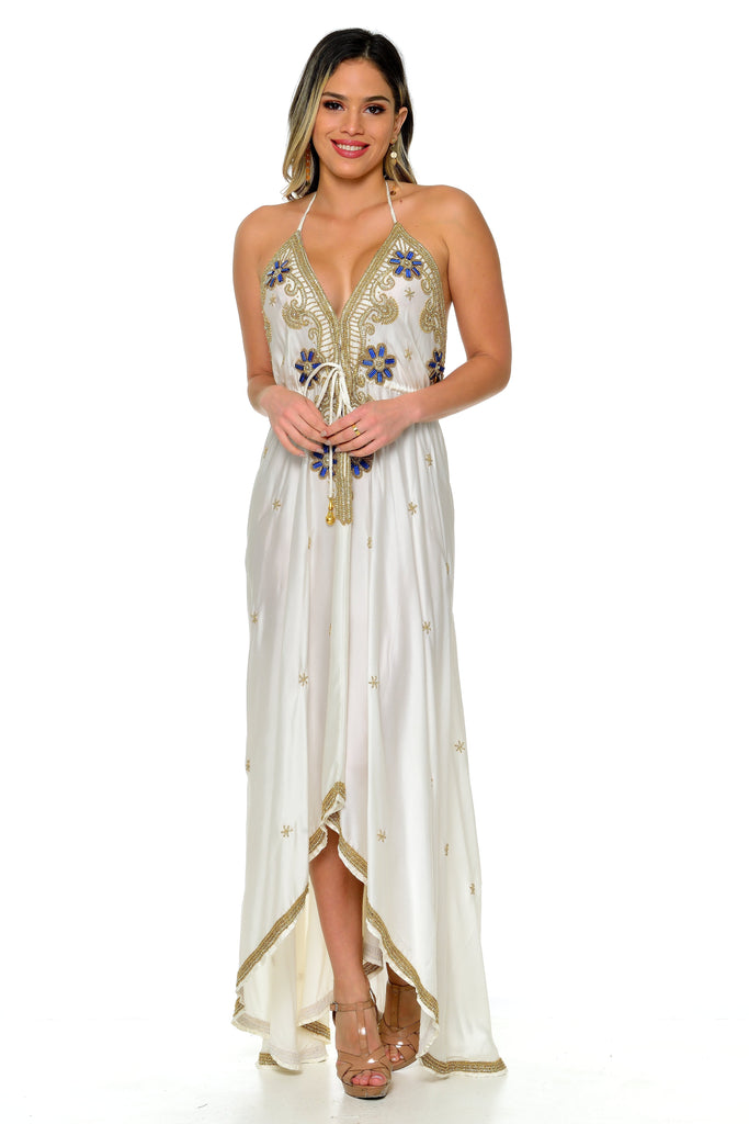 Belarie Beaded Scarf Dress-Dresses-WHITE-Intrigue