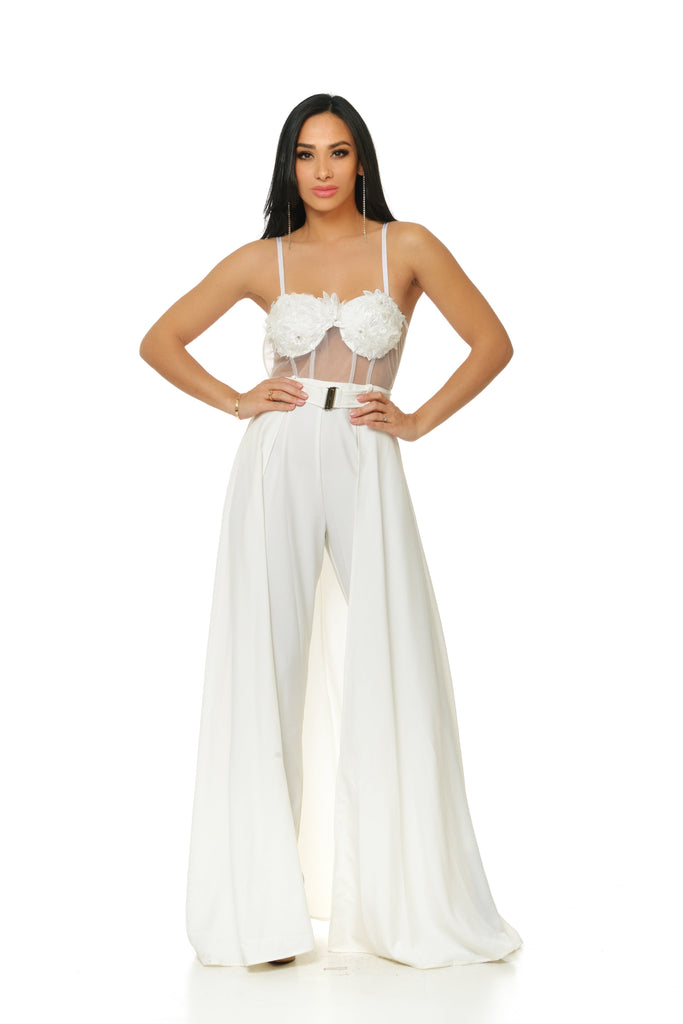 Evangeline Corset Cape Jumpsuit-Jumpsuit-SMALL-WHITE-Intrigue