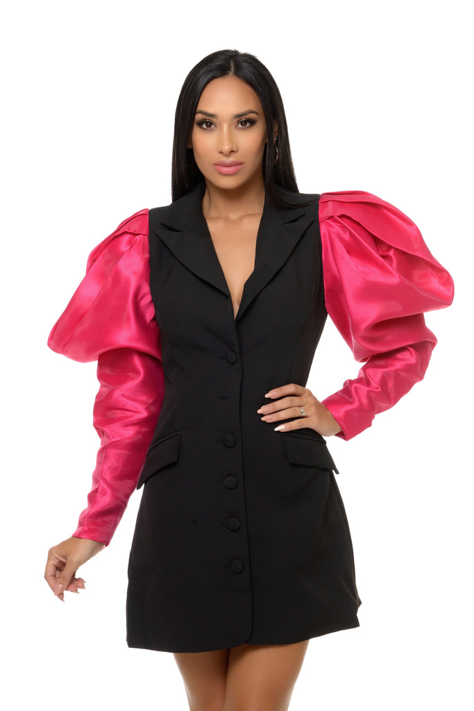 Kaylee Puff Sleeve Mini Dress-DRESSES-Intrigue